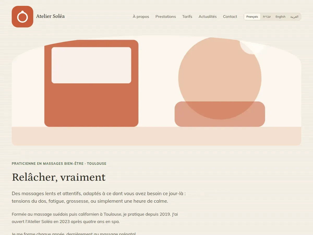 Page d’accueil du site de démonstration Atelier Soléa