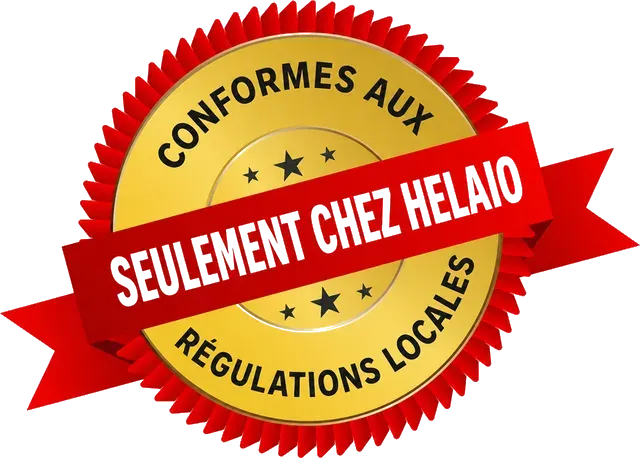 Sceau : conformes aux régulations locales, seulement chez Helaio